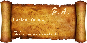 Pekker Arany névjegykártya